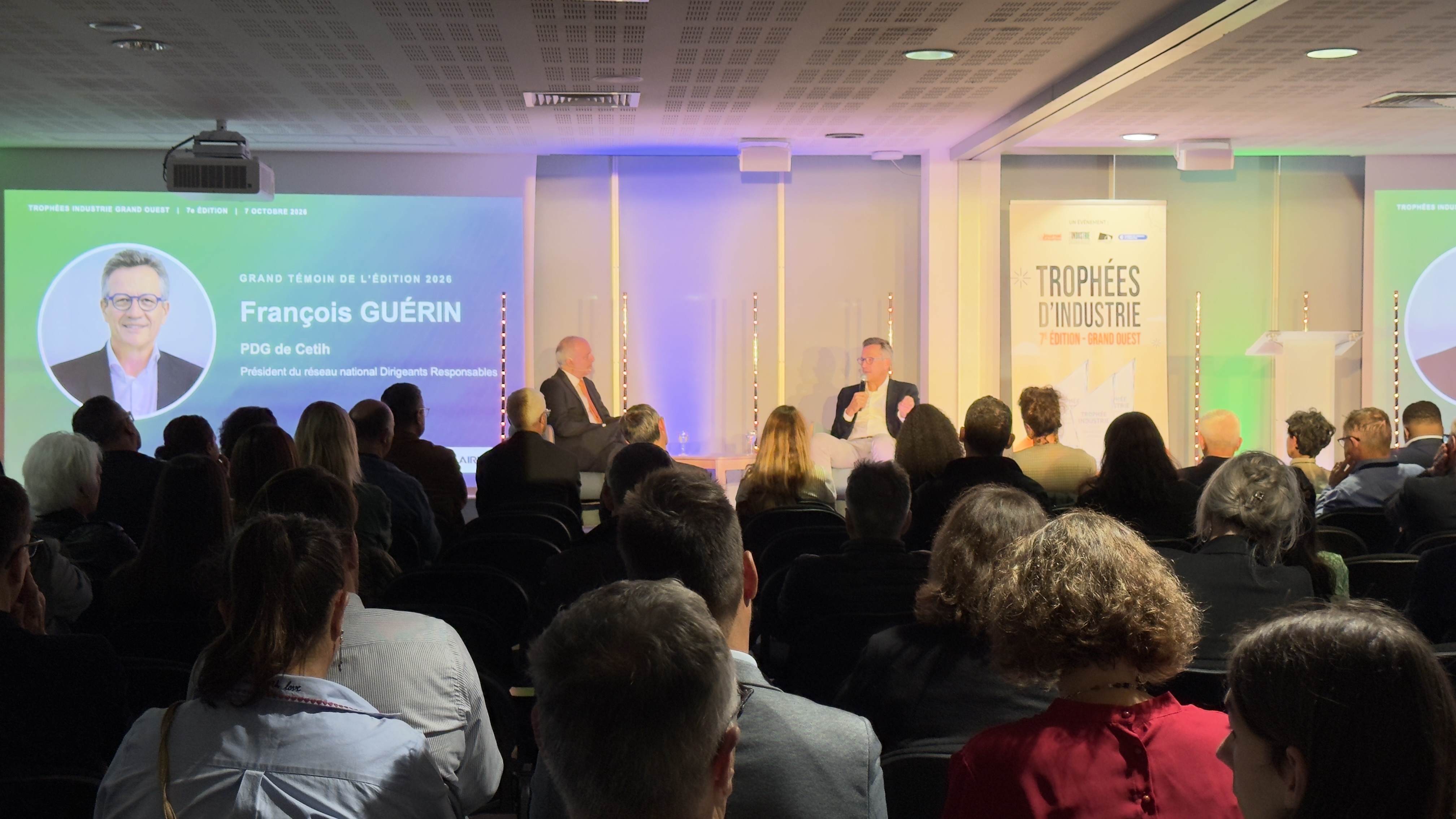 François Guérin lors de son intervention aux Trophées Industrie Grand Ouest, le 7 octobre 2026 à Nantes.