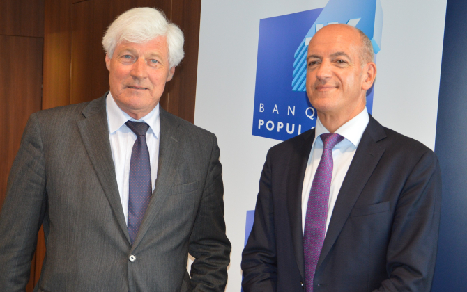 Michel Hillmeyer et Christophe Bosson, respectivement président et directeur général de la Banque Populaire Méditerranée. 