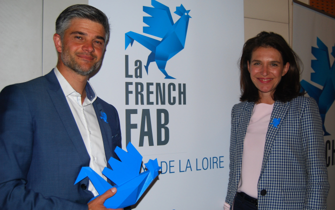 Yann Jaubert, président d'Alfi Technologie et Christelle Morançais, président de la Région, ont présenté la French Fab aux entrepreneurs angevins du secteur de l'industrie. 