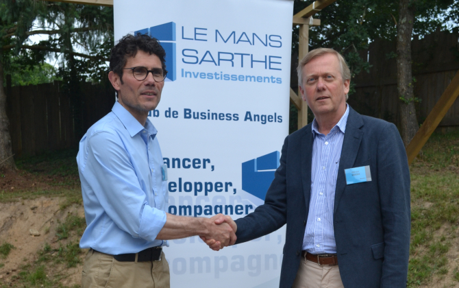 Bruno Morin, président de Le Mans Sarthe Investissements depuis 2015, et son successeur Olivier Brière.