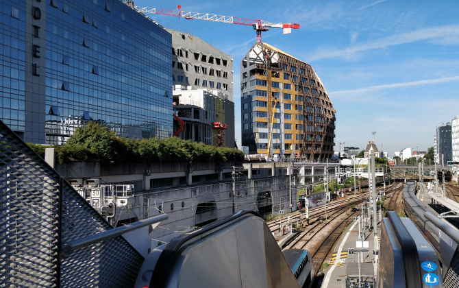 Le projet EuroRennes en cours de construction, vue de la gare SNCF de Rennes.