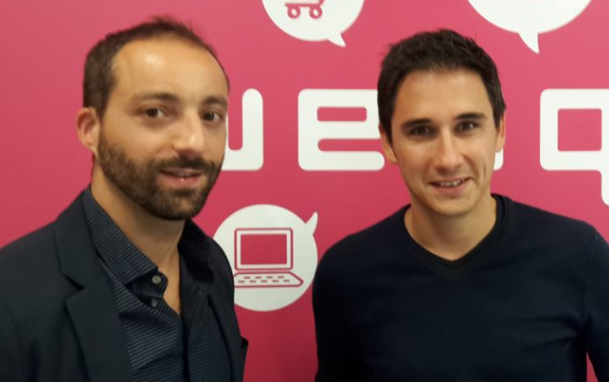 Vincent Gallot et Baptiste Cacheleux, les deux dirigeants de Webqam, société de Saint-Etienne spécialisée dans la production de sites internet et applications mobiles