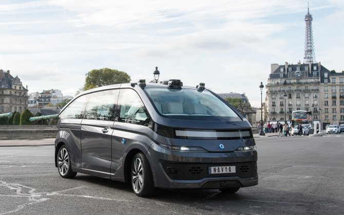 Robot-taxi Autonom Cab de l'entreprise lyonnaise Navya