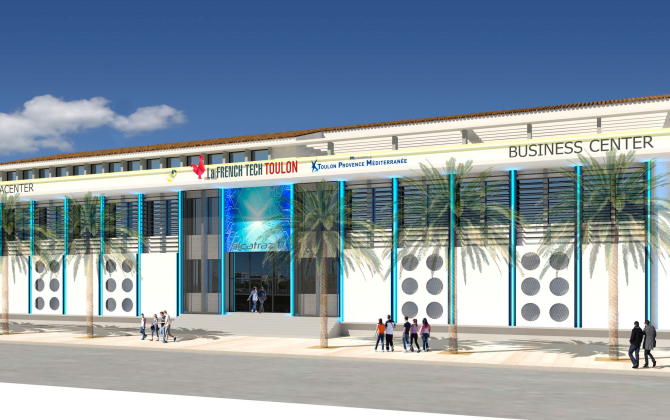 Vue 3D du futur hôtel d'entreprises et data center de Toulon.