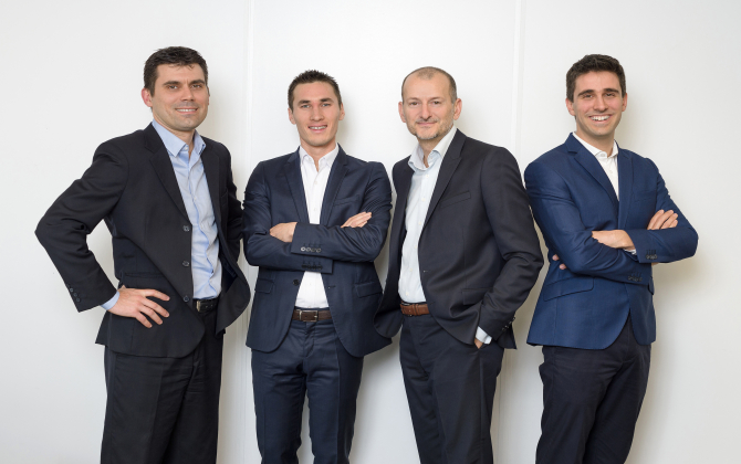 De gauche à droite : Nicolas Pagès, Jonathan Chau, Jean Pellet et Xavier Juin, les quatre associés fondateurs de Tysilio.