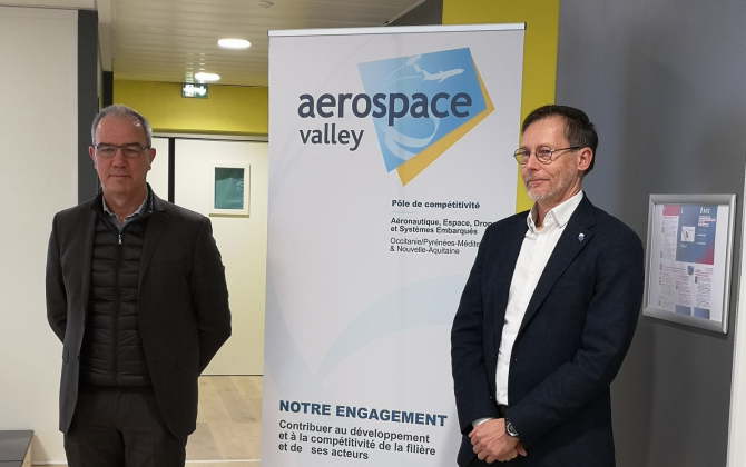 Eric Giraud et Bruno Darboux veulent faire du pôle Aerospace Valley un acteur reconnu aux niveaux européen et mondial. 