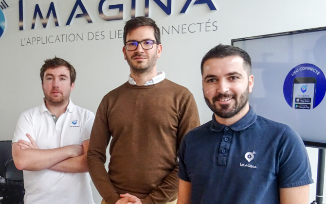 Steve Cotonnec, Ronan Gourlay et Brieg Le Formal, fondateurs de la société vannetaise Imagina.
