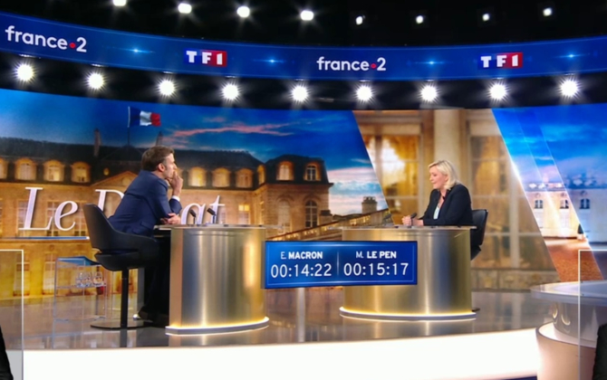 Débat de l’entre-deux tours de l’élection présidentielle 2022 entre Emmanuel Macron et Marine Le Pen.