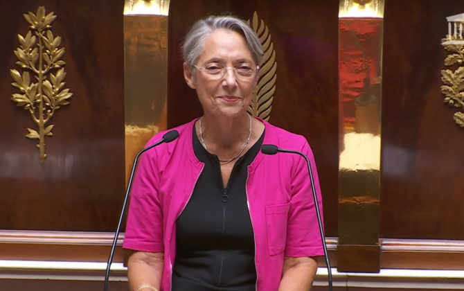Elisabeth Borne devant l'Assemblée nationale, le 6 juillet 2022, pour son discours de politique générale
