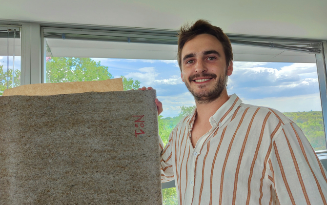 Robin Maquet, president and co-founder of Bysco, a Nantes start-up that turns mold byssus into textiles.