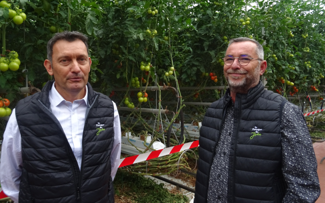 Yannick Lechat et Jean-René Briand sont deux des trois maraichers nantais associés dans le projet des Serres de la Salamandre, à Noyant-Villages.