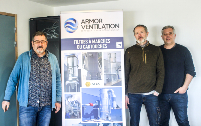 De gauche à droite, Philippe Meglioli, directeur commercial, Éric Gergaud et Franck Vinconneau, les deux associés d’Armor Ventilation.