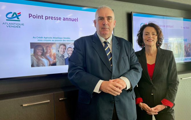 Luc Jeanneau, président du Crédit Agricole Loire-Atlantique Vendée et Nicole Gourmelon, directrice générale.