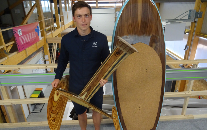 Romain Lemarchand a participé à la réalisation de la première planche en bois de Crazy Lobster.