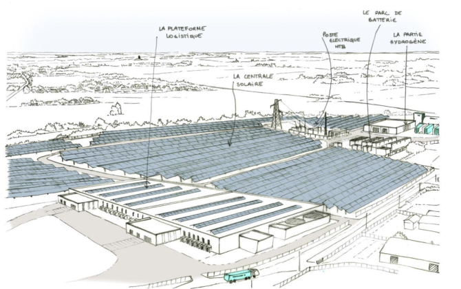 Le projet de hub d’énergies vertes dévoilé par Lhyfe et TSE sur l’ancien site des Fonderies du Poitou à Ingrandes (Vienne).