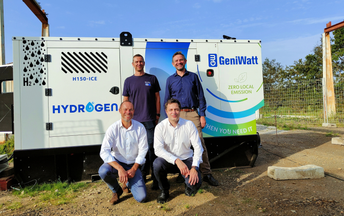GeniWatt propose à ses clients des groupes électrogènes utilisant l’hydrogène vert.