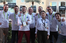 L'équipe de Niji (dont le PDG Hugues Meili au centre) lors de son voyage au CES de Las Vegas en janvier 2019.