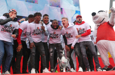 Les joueurs du Stade Rennais ont fêté comme il se doit la Coupe de France de football, dans une ville en fête.