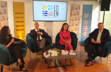 Florence Lambert (Genvia), Hugues Moutouh (Préfet de l’Hérault), Carole Delga (Région Occitanie) et Luc Mas (Schlumberger) annoncent la création d’EDEN.