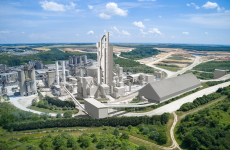 Une maquette du projet de modernisation de la cimenterie Calcia d’Airvault (Deux-Sèvres), un investissement de 285 millions d’euros.