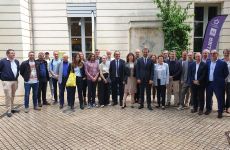 Les porteurs des 8 projets lauréats de La Grande Fabrique de l’Image, réunis par le maire de Montpellier, Michaël Delafosse, et ses partenaires institutionnels.