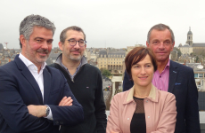 Quatre représentants du club ETI Bretagne, le 25 janvier 2024, à Rennes. De g. à d., Sébastien Bossard (Kersia), Robert Clapham (Olmix), Caroline Hilliet Le Branchu (La Belle-Iloise), Hugues Meili (Niji).