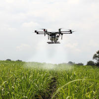 Utilisation d'un drone dans l'agriculture pour traiter les cultures.