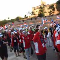 La délégation française lors des premiers Jeux mondiaux du sport d'entreprise organisés à Majorque ( Espagne) en 2016. 