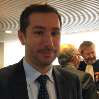 Romain Tchénio, PDG de Toupargel depuis deux ans, au sortir de l'audience du tribunal de commerce de Lyon le 31 janvier 2019. 