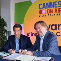 David Lisnard, maire de Cannes et Eric Léandri, PDG de Qwant, officialise l'implantation de la start-up dans le quartier Forville