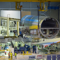 Assemblage d'un avion sur un site d'Airbus à Toulouse