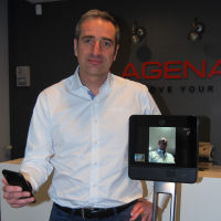 Beam, le robot de télé présence de Sébastien Trichet, est à l'arrêt dans les locaux choletais d'Agena 3000.