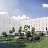 Actuellement en construction, le bâtiment e-Nov sera le nouveau siège de Vitesco Technologie France à Toulouse dès le deuxième trimestre 2022.