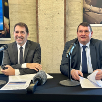 Christophe Castaner, président du conseil de surveillance, et Hervé Martel, président du directoire du Grand port maritime de Marseille.