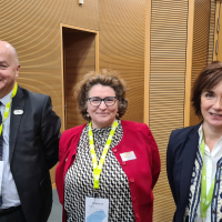 Les cadres de la SNCF (de gauche à droite) Pascal Décary, Stéphanie Dommange, et Laurence Berrut, ont présenté les enjeux futurs aux chefs d’entreprise du Grand Est.